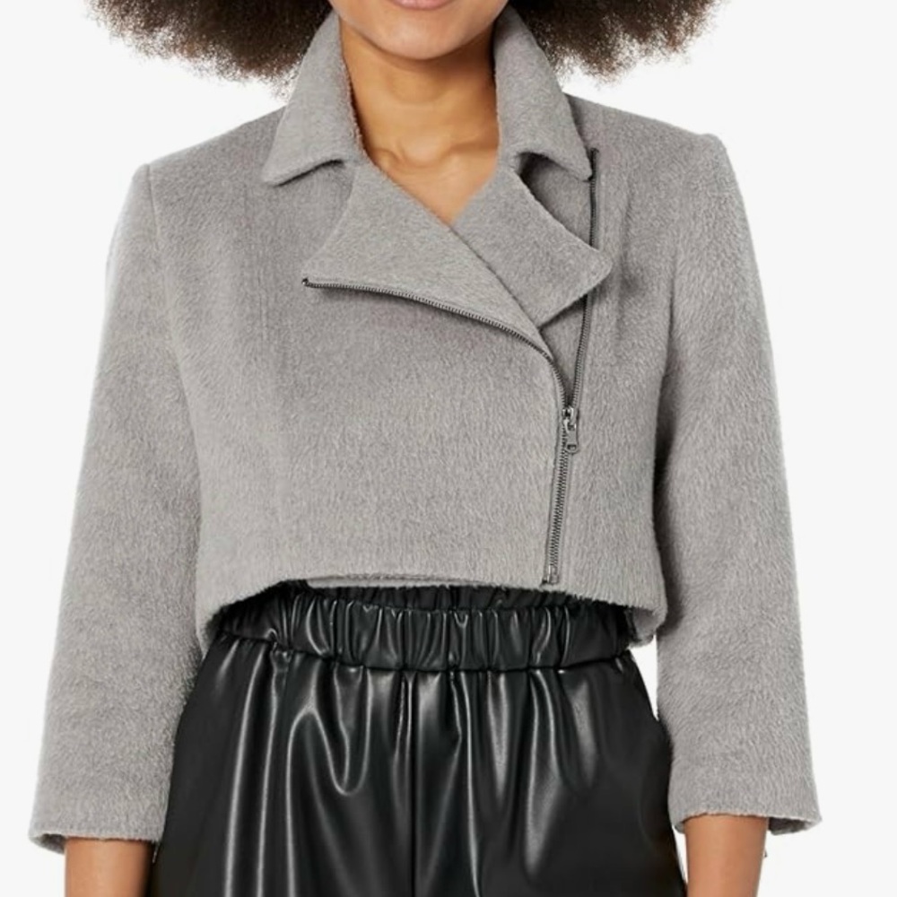 🎈NWT New Toccin Grey Cropped Moto Jacket Size Medium M
